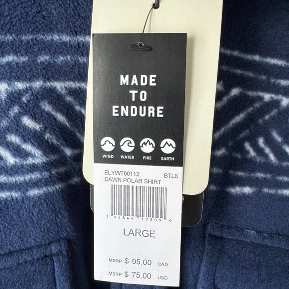 NWT Element Dawn Fleece Shirt Flannel WoodBlock Blue Large L Quiksilver DC - Picture 3 of 9